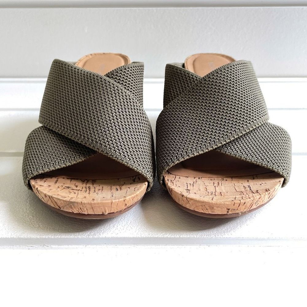 41 Hawthorn Women's Green Stretch Knit Mule Cork Wedge Joyce Sandals Size 6 - Picture 4 of 10